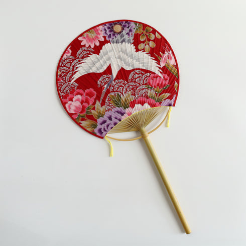 房州うちわ 柄長型「祝鶴」